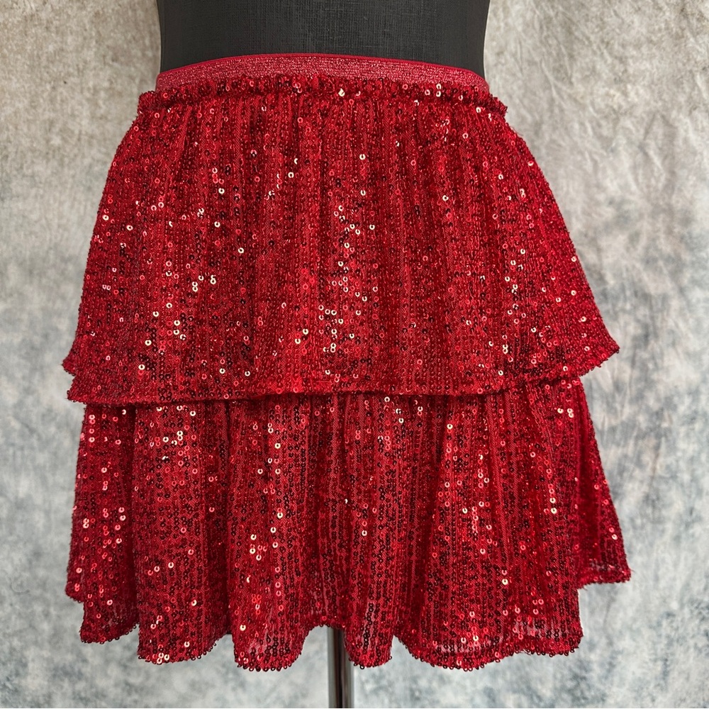 🪩Cat & Jack Sparkling Red Sequin Skirt
